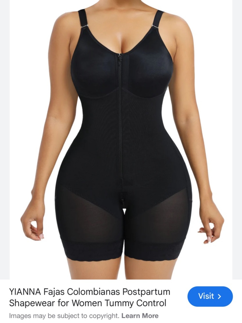 Yianna Light Cream Front-Zip Shaping Bodysuit